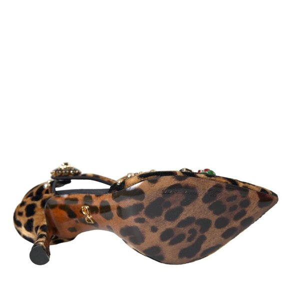 Dolce & Gabbana Dolce & Gabbana Brown Leopard Floral Crystal Mary Janes Pumps - Picture 4 of 6